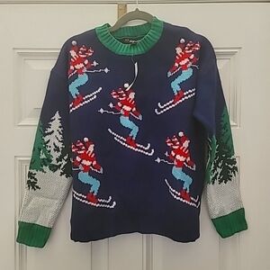 33 Degrees Blue Red Ugly Christmas Sweater Size XS Skier